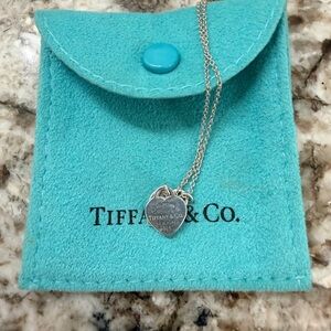 Tiffany & Co. Silver Double Heart Tag Necklace